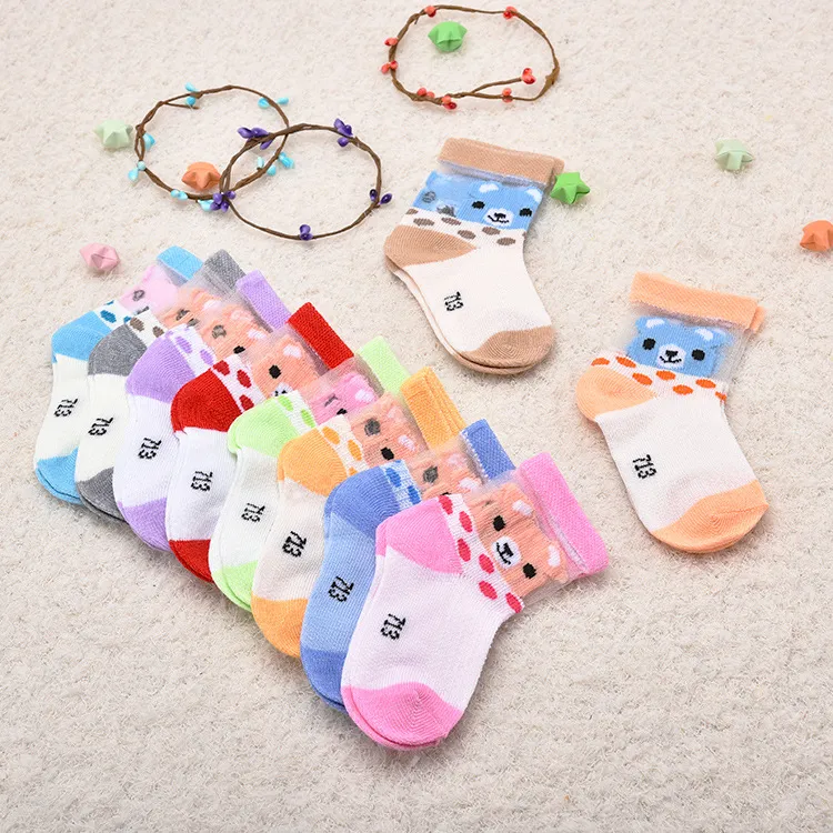 Yeni Varış Erkek Kız Sonbahar Kış Örme Karikatür Çorap Çocuklar Pamuk Yumuşak Çorap Bebek Şeker Renkli Marka
