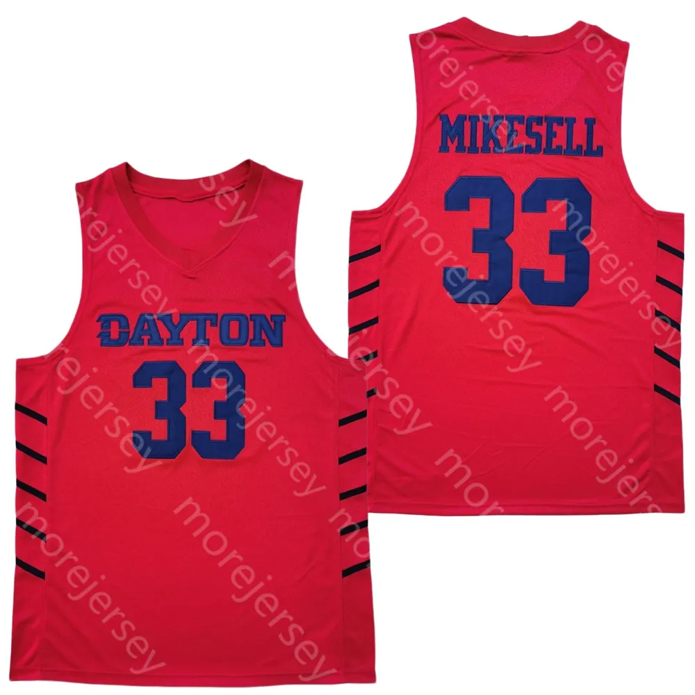 2020 Yeni Dayton Flyers Basketbol Jersey NCAA Kolej 33 Mikesell Kırmızı Hepsi Dikişli ve Nakış Erkekler Gençlik Boyutu