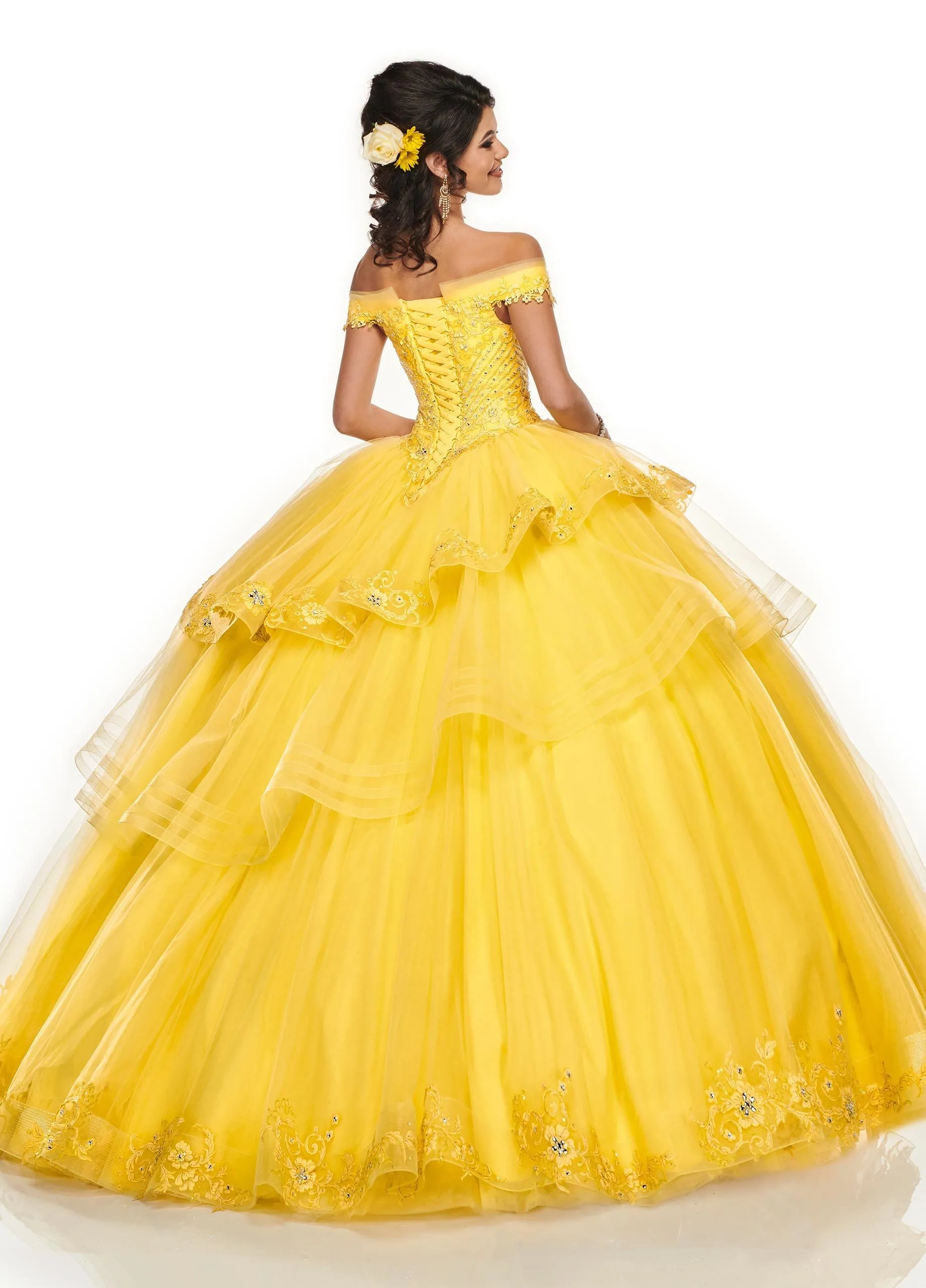 open lace back dress Gold Satin V Neck Long Prom Dresses Ball Gowns Off The Shoulder main image 1