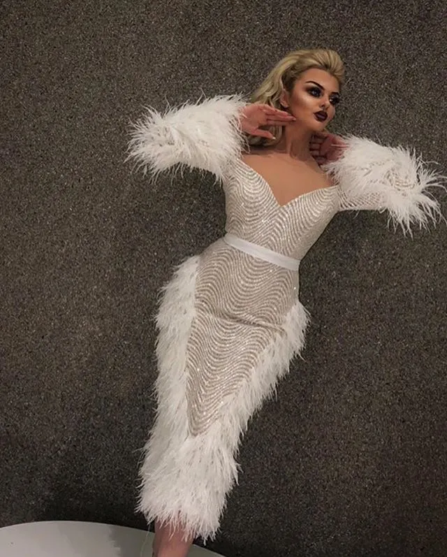 White feather on sale dress plus size