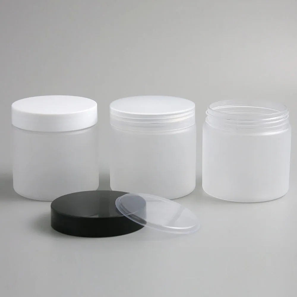 24 x 200g Empty Frost Cosmetic Cream Containers Cream Jars 200cc 200ml for Cosmetics Packaging Plastic Bottles With Plastic Cap