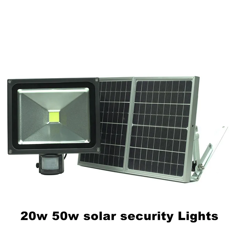 50W 20 W Solar Motion Detected Security Light 6000K White Motion Sensor Waarschuwingslicht Waterdicht IP65 Nachtzicht Vullicht Vullicht voor CCTV-camera