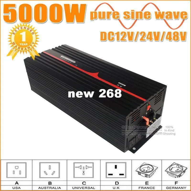 Freeshipping ! 5000W Pure Sine Wave Inverter DC to AC Power Inverters, 10000W Peak Power, Off Grid Wind Solar System Inverter