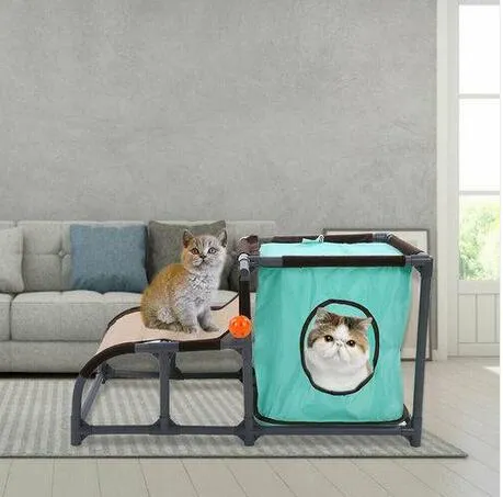 оптовые продажи Съемные Многофункциональный Cat Tree Pet Cat Bed Дом Туннель с подвесной игрушки