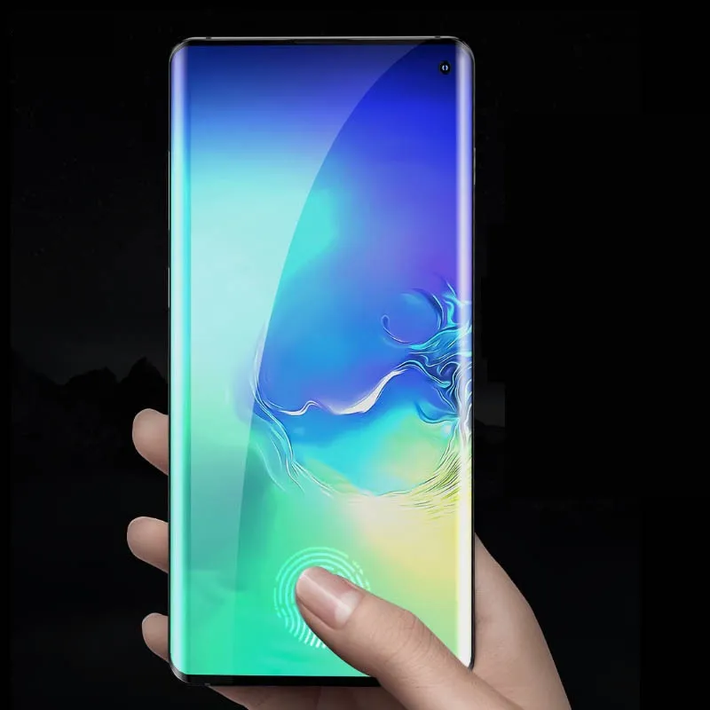 Support Fingerprint Odblokuj 3d Zakrzywione szklane szklane Ochraniacz do Samsung Galaxy S10 S10 Plus 500 sztuk / partia