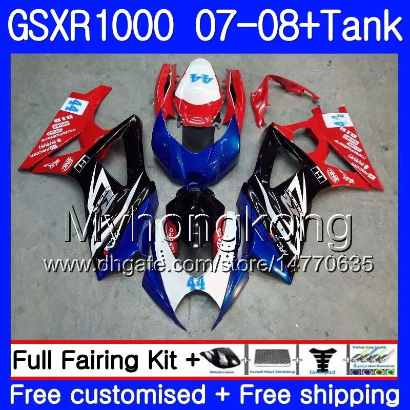 7gifts + zbiornik dla Suzuki GSXR-1000 K7 GSX-R1000 GSXR 1000 07 08 301HM.3 GSXR1000 07 08 Bodywork GSXR1000 Nowa Blue Red Frame 2007 2008