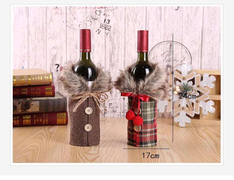 New Year 2020 Christmas Wine Bottle Dust Cover Santa Claus Gift Bags Xmas Noel Christmas Decorations for Home Dinner Table Decor