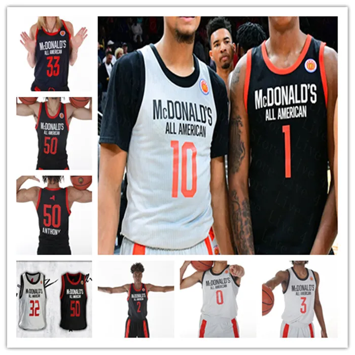 Custom 2019 McDonald's All-American Basketball Jersey Cenny Achiuwa Isaiah Stewart II Cole Anthony Wendell Moore James Wiseman Lewis 4XL