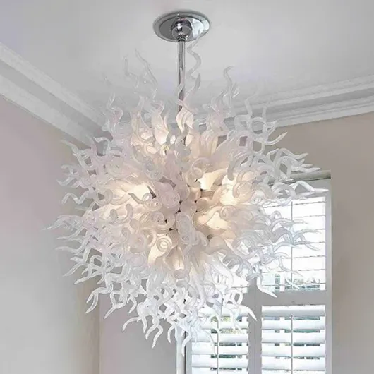 Lampen Flush Mount Wit Blown-Glas Kroonluchter Verlichting LED Cirkel Hanglamp Murano Glas Kroonluchters Plafondlampen