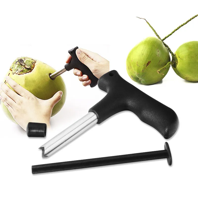 Coconut Opener Knife Stainless Steel for Raw Coco Water Juice Straws Hole Quick Easy Cutter Drinks Opening fruit bar tools kitchen gadgets
