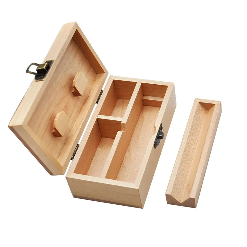 Newest Handmade Stash Natural Wood Smoking Case Innovative Design Storage Box Rolling Handroller Cigarette Tobacco Tool Container DHL