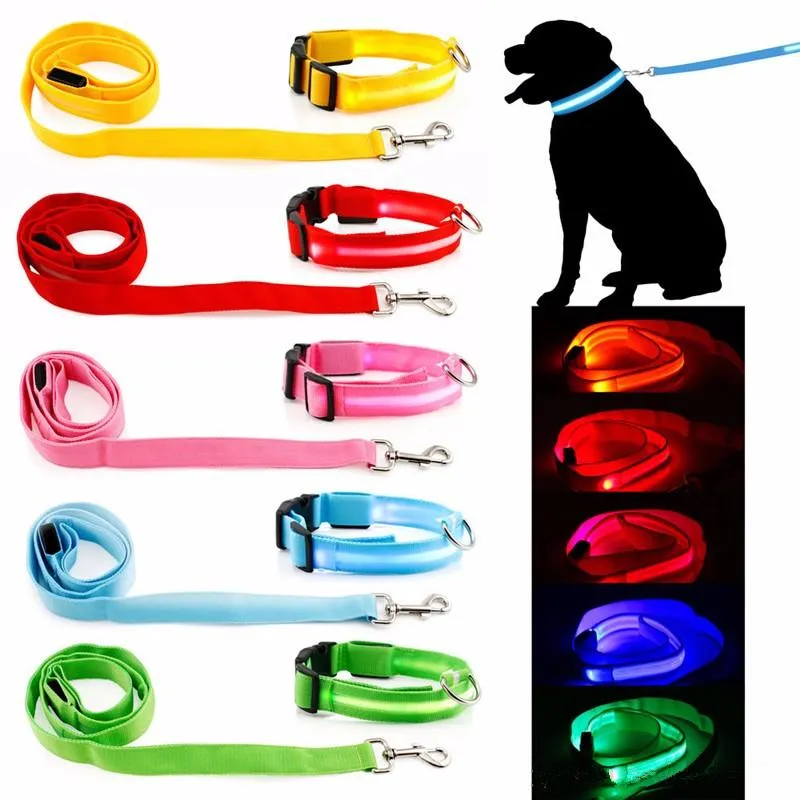Köpek yakası Led köpekler tasma aydınlık LED yanıp sönen ışık kablo demeti naylon güvenlik tasma ipi Pets C412 için