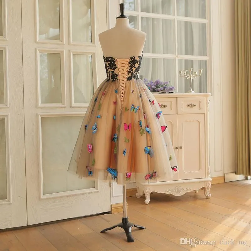 Short Butterfly Evening Gown Homecoming Graduation Dress With Tulle Embroidery Lace Up Back Sweet 15 Cocktail Party Dress Affordable Elegant From Hellobuyerh 77.39 DHgate.Com