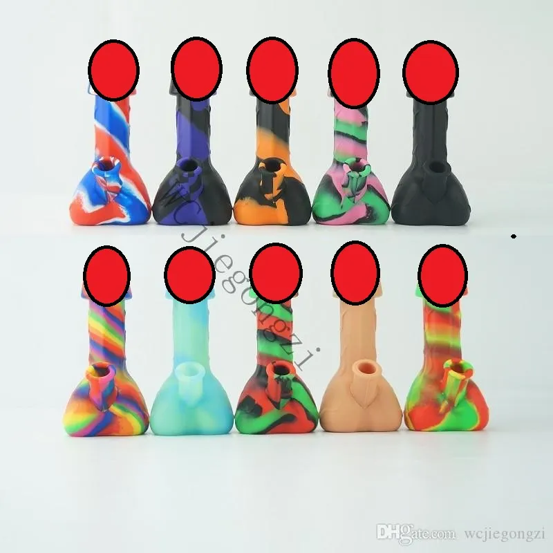 Novo Produto 7.28 polegadas Silicone Penis Dick Tube com vidro Tigela de vidro Petróleo Tubos de água de vidro Silicone Bong Fumar Hookahs DHL grátis