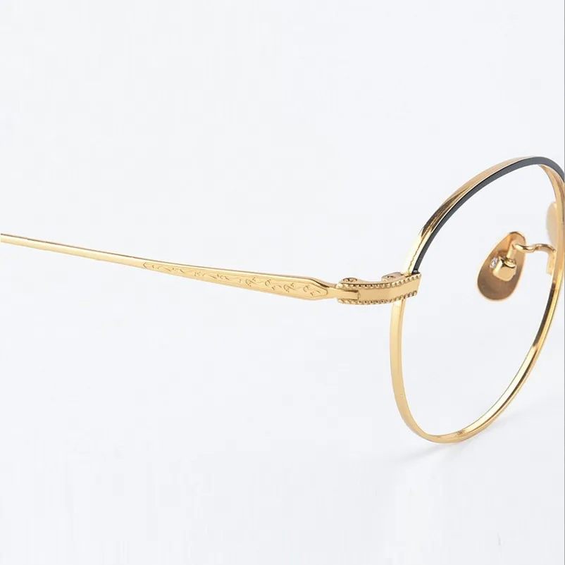 Toptan-Titanyum Tam Çerçeve Kaş Çerçeve Kadın Altın Ince Optik Gözlük Çerçeveleri Kadın Erkek Gözlük Genişliği-135