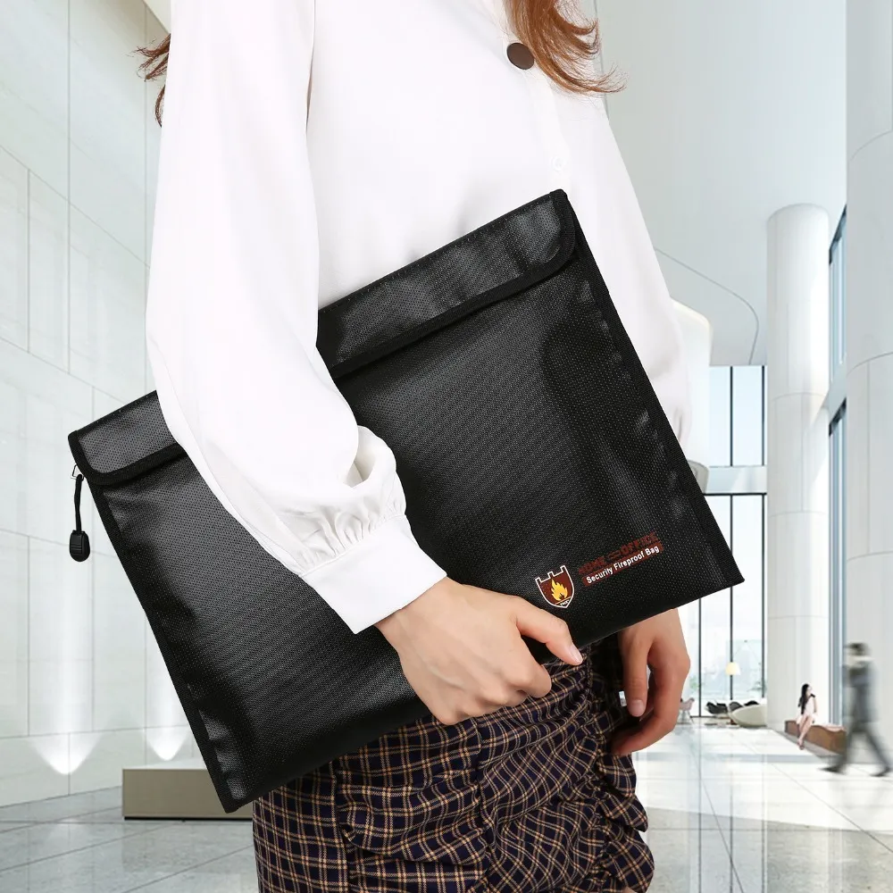 Bolso bolsa de dinero de documentos a prueba de fuego impermeable seguro efectivo Bolsa Porta Pasaporte X3X8 