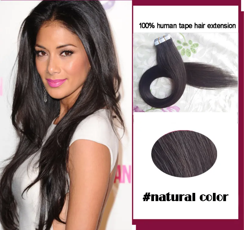 10 Extensions De Cheveux Humains Remy Sans Couture Type Ruban Peau - Longueur 22" (55.9cm), Couleur Châtain Clair