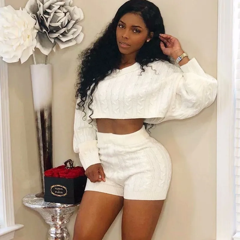 Two piece sweater short set new arrivals