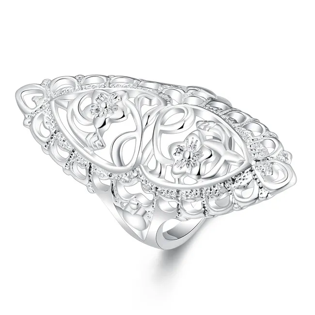 Plated sterling silver Classical creative carved ring DHSR698 US size 7 ; epacket DHL women's 925 silver plate Cluster Rings jewelry