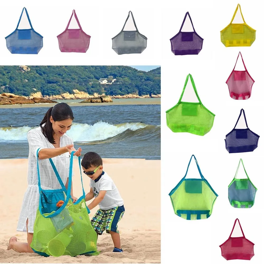 Large Capacity Children beach bags Sand Away Mesh Tote Bag Kids Toys Towels Shell Collect Storage Bags fold shopping handbags AAA2014N