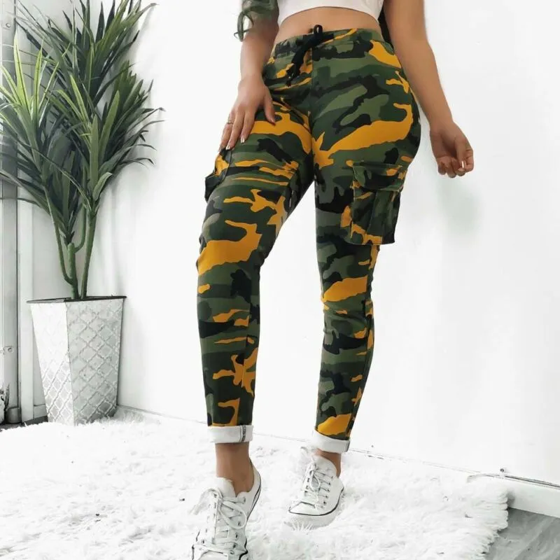 Camouflage Print Baggy Cargo Pants Green | The Webster