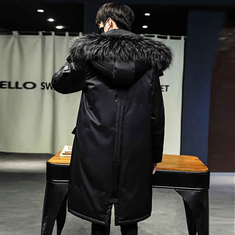 DHgate.com:Black Winter Thickened Knee-Length Down Jacket
