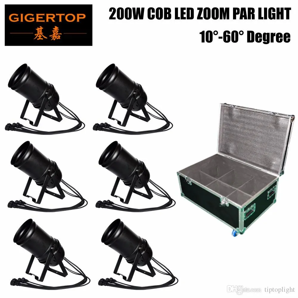 6 Pack COB Big Cannon Zoom Par Light Dual Bracket 1m Power/DMX Cable