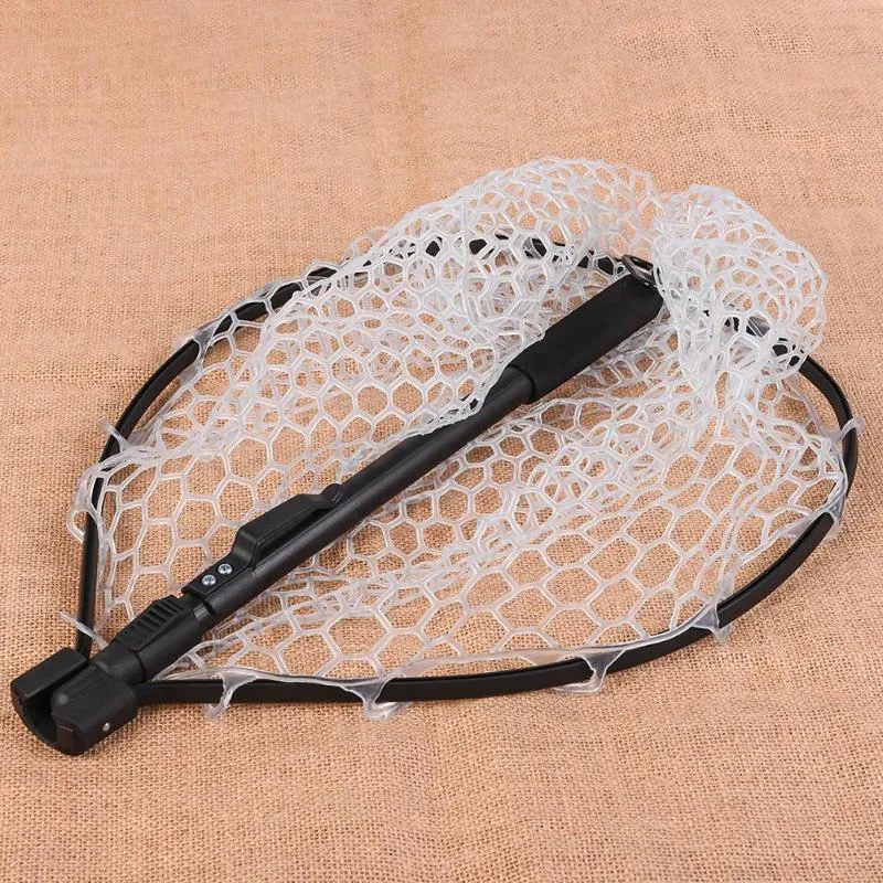 LEO Aluminium Alloy Foldable Fishing Brail Soft Rubber Landing Net