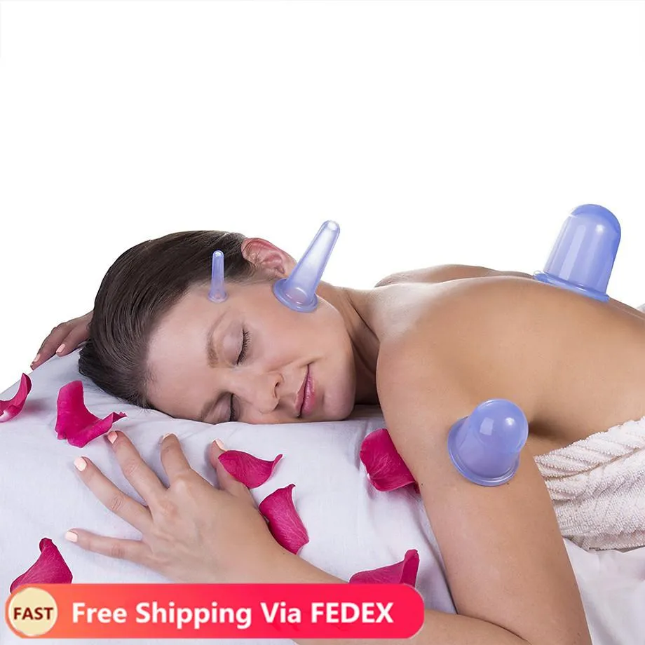 Sugkoppar Silikon Vakuumterapi Vakuumburkar Vakuum Sugkoppar Massage Body Cups Massage Jars Anti Cellulit Massager