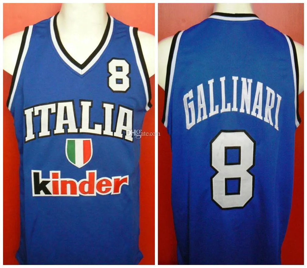 Danilo Gallinari # 8 Takım Italia İtalya Italiano Retro Basketbol Jersey Erkek Dikişli Özel Herhangi Bir Numara Ad Adseys