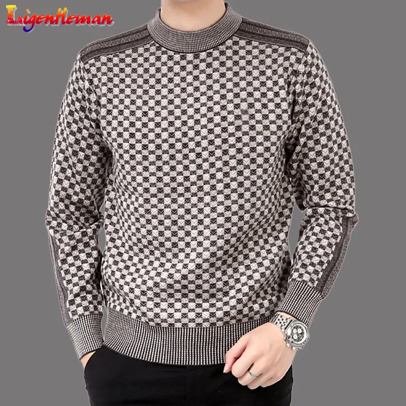 Höst Vinter Mens Tjock Varm Cashmere Turtleneck Mäns Tröja Ull 2020 Splice Slim Fit Knittwear Men Classic Knitwear