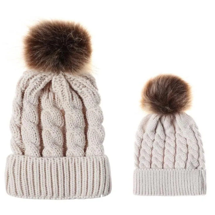 아동 여성 패션 니트 모자 가족 가을 겨울 모자 Skullies 중공업 헤어 볼 트위스트 단색 힙합 양모 모자의 9color을 비니 따뜻하게