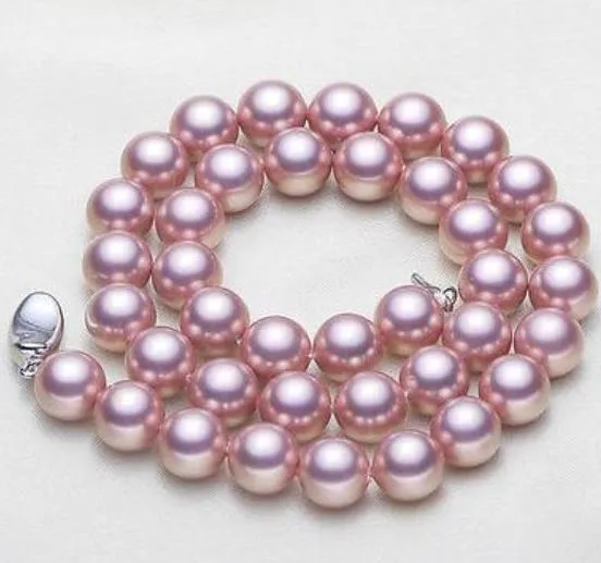9-10m South Seas Purple Pearl Necklace 18inch Beaded Halsband 925 Silverlås