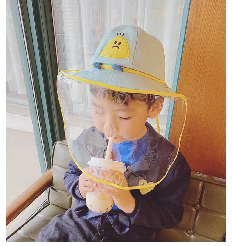2020 الصياد قبعة الطفل مع الأطفال قناع الأطفال واقية كاب سبلاش إثبات حماية الوجه قبعة الطفل قبعة الشمس الجديدة