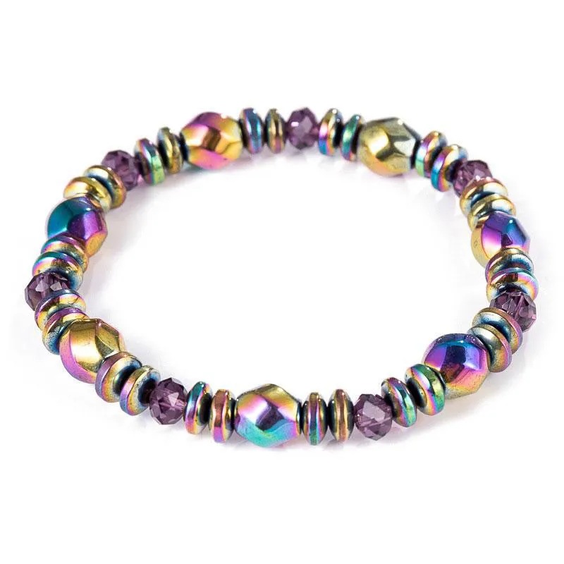 Nuovi bellissimi gioielli colorati fatti a mano da uomo e donna con bracciale in ematite, magnete in pietra, braccialetti con perline