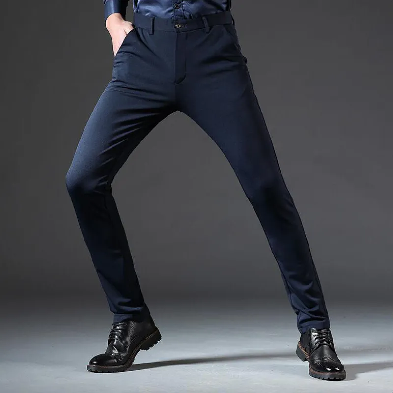 Spring new mens casual pants high waist cotton men loose straight long suits pants Business leisure trousers pantalon hombre