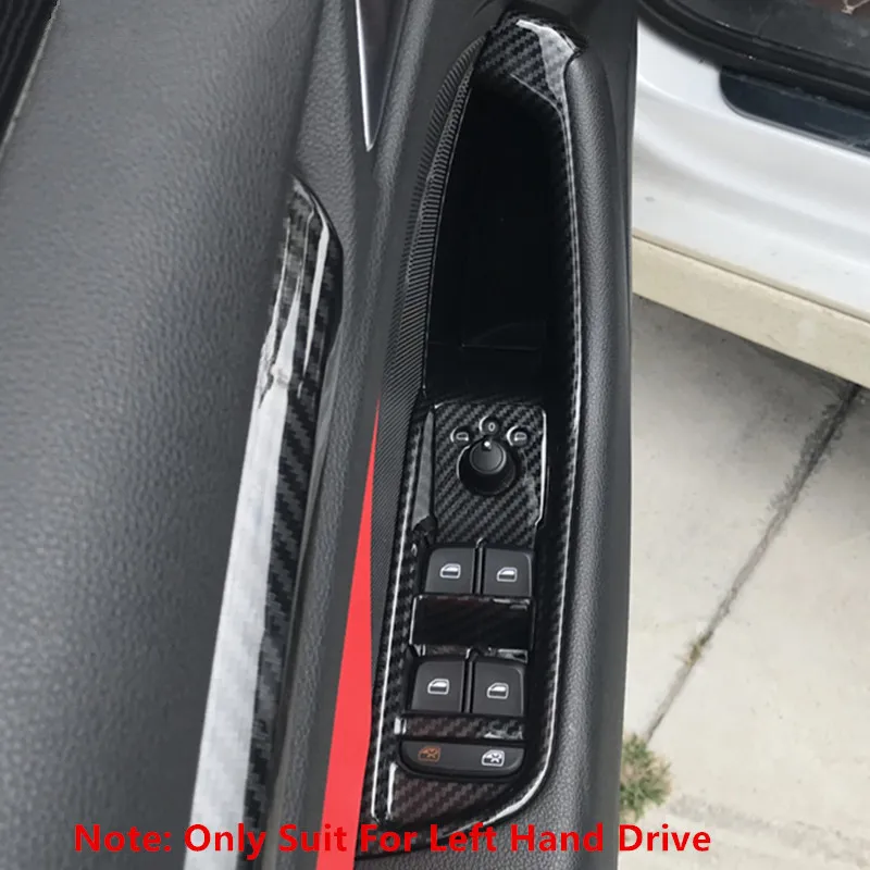 Carbon Fiber Type Bilfönster Glas Lyftram Dekorationskåpa 6st för AUDI A3 8V 2014-18 LHD ABS Auto Door Armstestdekaler