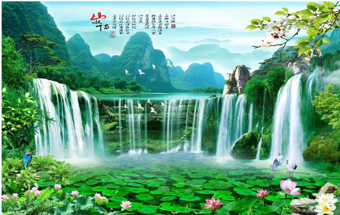 3D Waterfall Wallpaper Scenic Nature Landscape Wall Mural For Living Room,  TV Background From Wallpaper2018, $50.26 | DHgate.Com, image size:1149x727