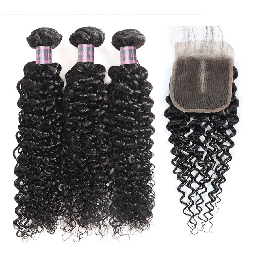 Brazilian Kinky Straight Body Wave 34Bundles With Lace Closure 828quot Human Hair Bundles with Closure7804484