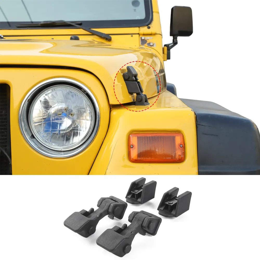 Couvercle de décoration de loquet de verrouillage de moteur noir ABS pour Jeep Wrangler TJ 1997-2006 accessoires extérieurs automatiques de haute qualité de deuxième génération