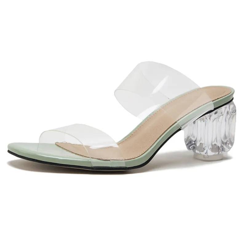 2021 Clear Heel PVC Glass Slipper Heels High Top Ladies Sandals With Block Heels For Summer From Shuistar 32.76 In Bulk DHgate.Com