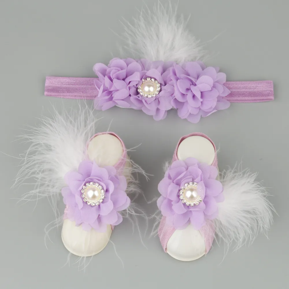 Baby barefoot sandals and headband discount