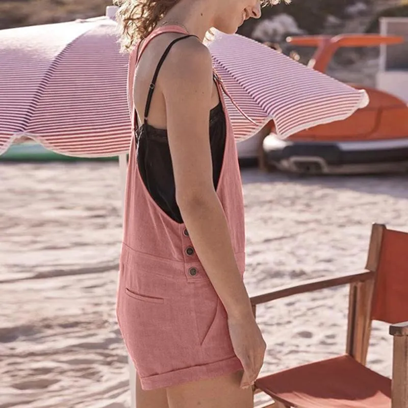 Pockets solid sleeveless holiday jumpsuits top