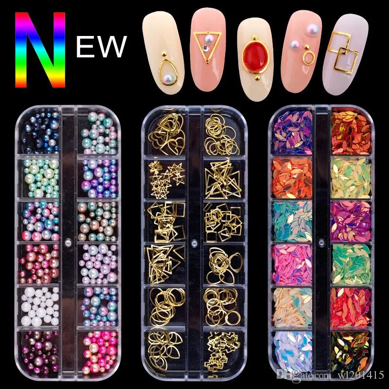 Multi-stijl Nail Strass 3D Crystal AB Clear Gems Pearl DIY Nails Art Decorations Goud Zilver Klinknagel steen