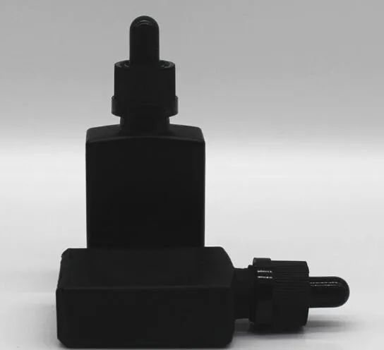 30ml svart frostat glas flytande reagens dropper flaskor fyrkantig eterisk oljepfymflaska rökolja e flytande flaskor