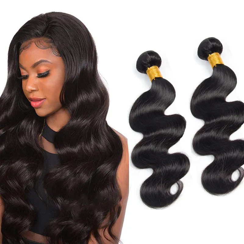 Brazilian 100% Human Hair Extensions Products 2 Bundles Body Wave Hair Weaves 8-30inch Body Wave Natural Color