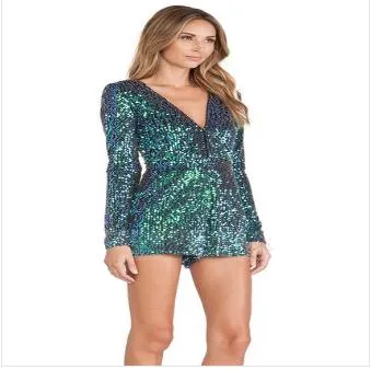 haoduoyi sequin dress Haoduoyi Womens Sequin Deep V Neck Long Sleeve Wrap Tunic