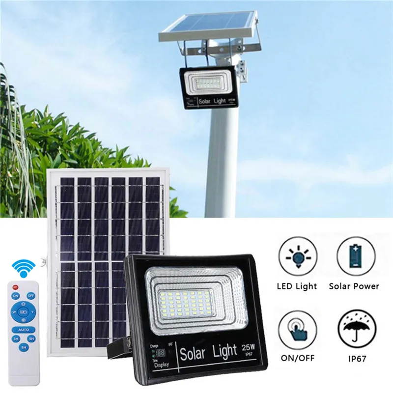 120 W Solar Powered Street Flood Lights Outdoor Waterdichte IP67 met afstandsbediening Veiligheidsverlichting voor tuin, tuin, goot