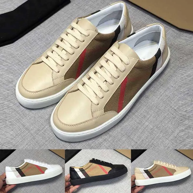 أحذية رياضية جديدة للرجال Vintage Check Cotton and Suede Sneakers أحذية فاخرة مصممة للرجال أحذية رياضية قماشية مربعة مع صندوق