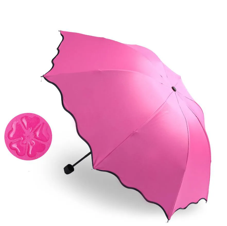 Fällbara paraplyer för kvinnor Vindskyddad solskyddsmedel Magic Flower Dome Ultraviolett-korrekt Parasol Sun Rain Paraply Regn Gear Paraguas 6 Färger